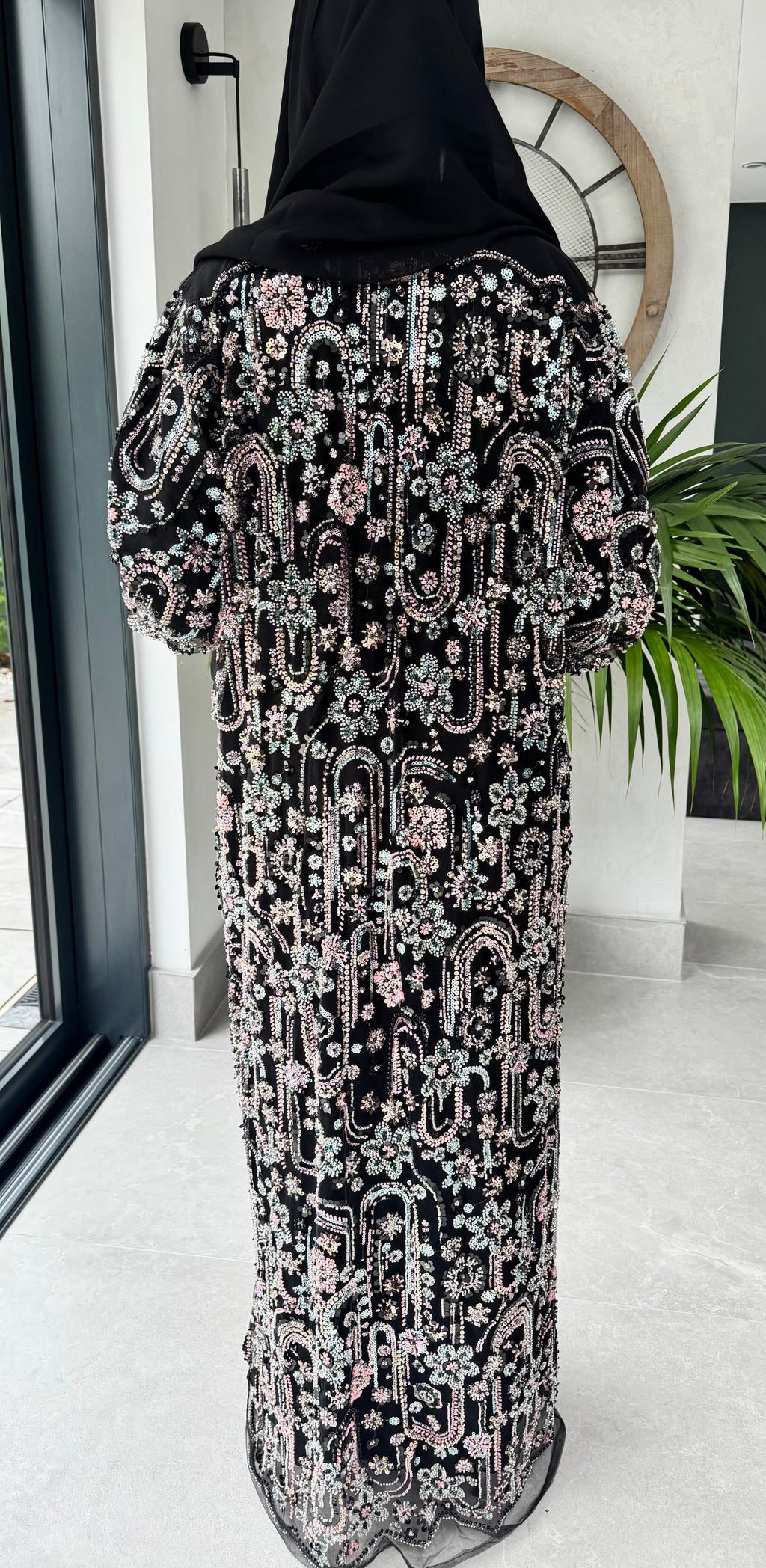 Luxe Black Heavily Embellished 4-Piece Abaya Set