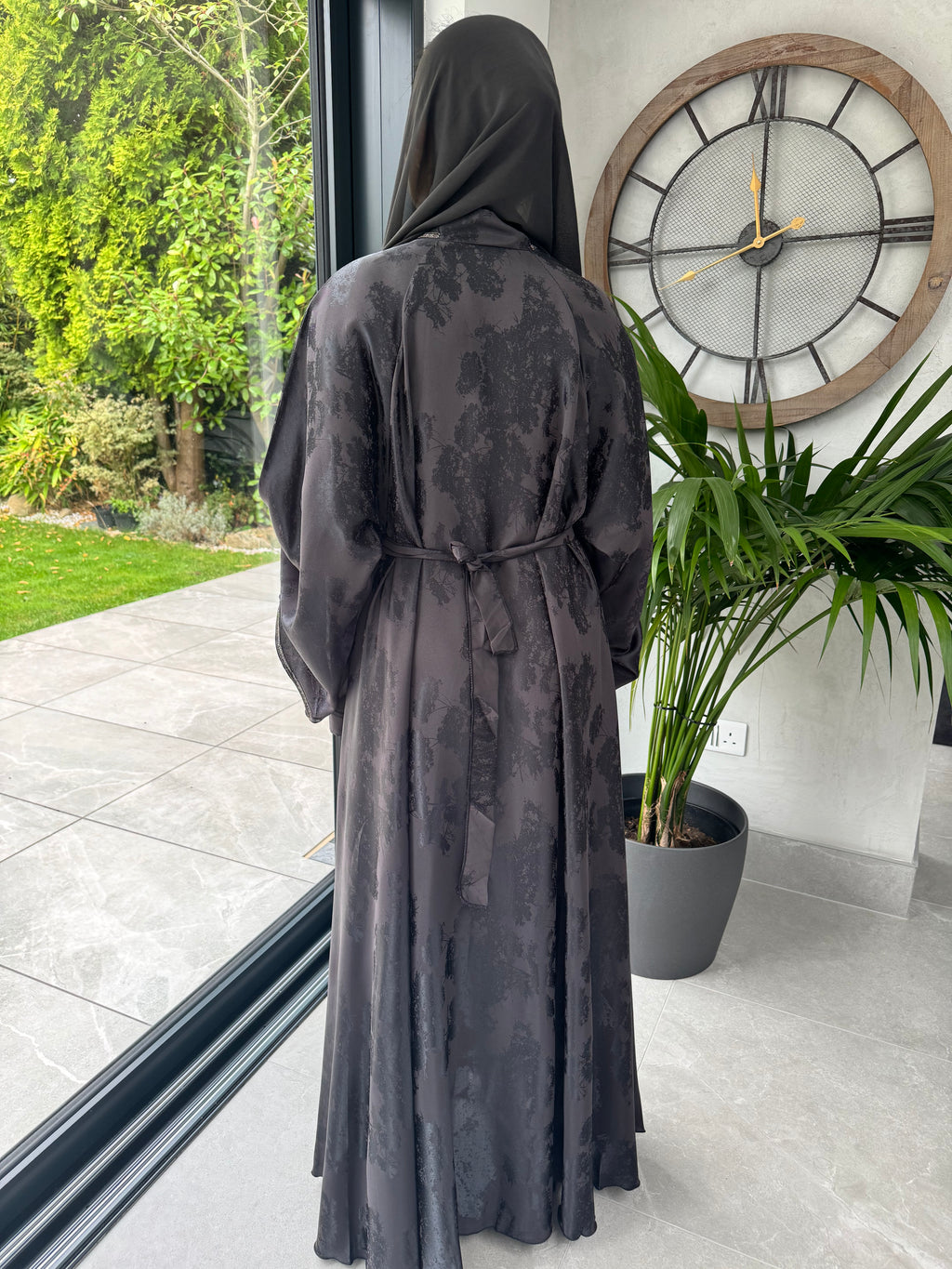 Black Umbrella Cut Abaya with Belt