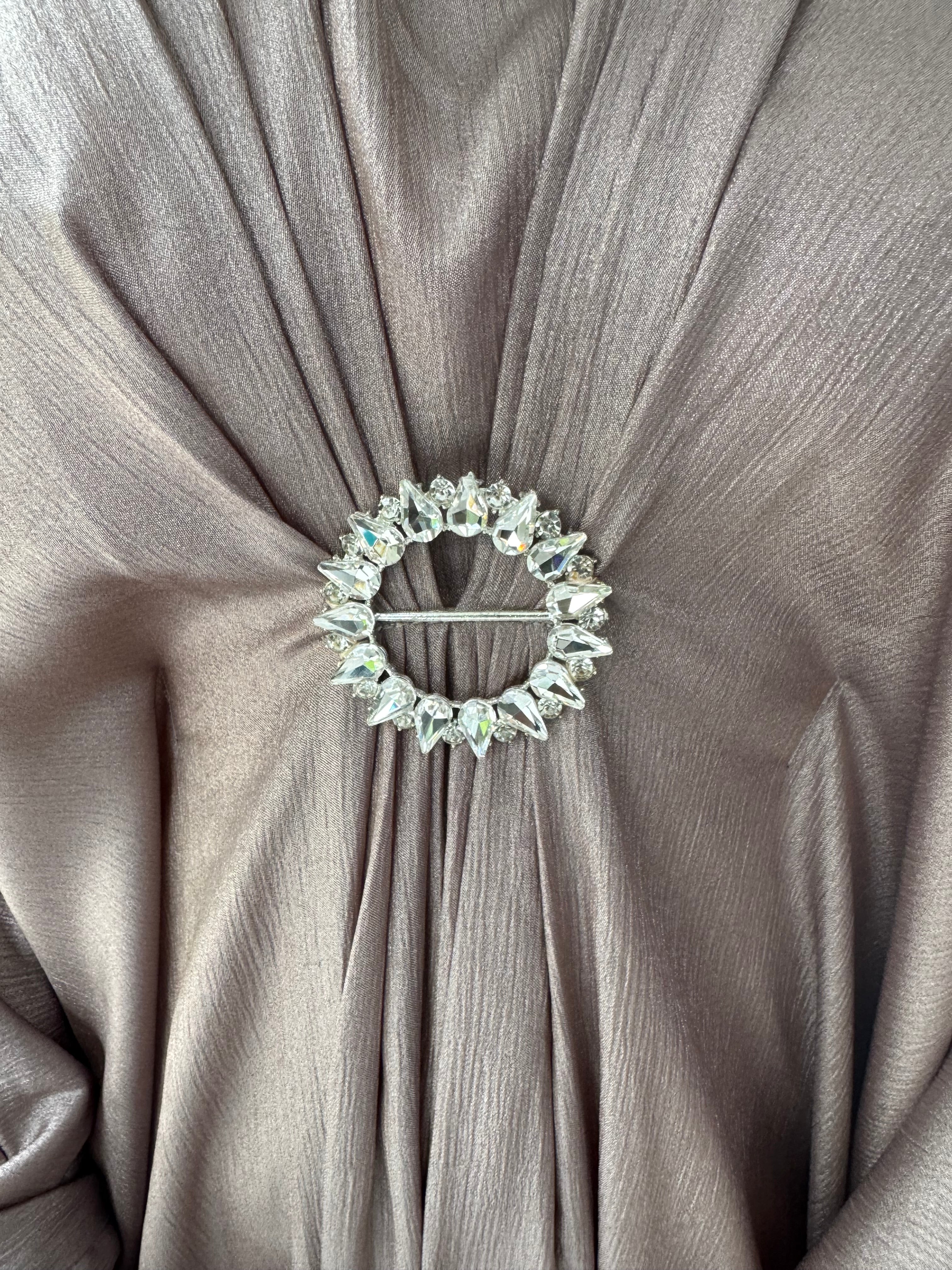 Butterfly Style Abaya with Hidden Inner Belt & Crystal Brooch