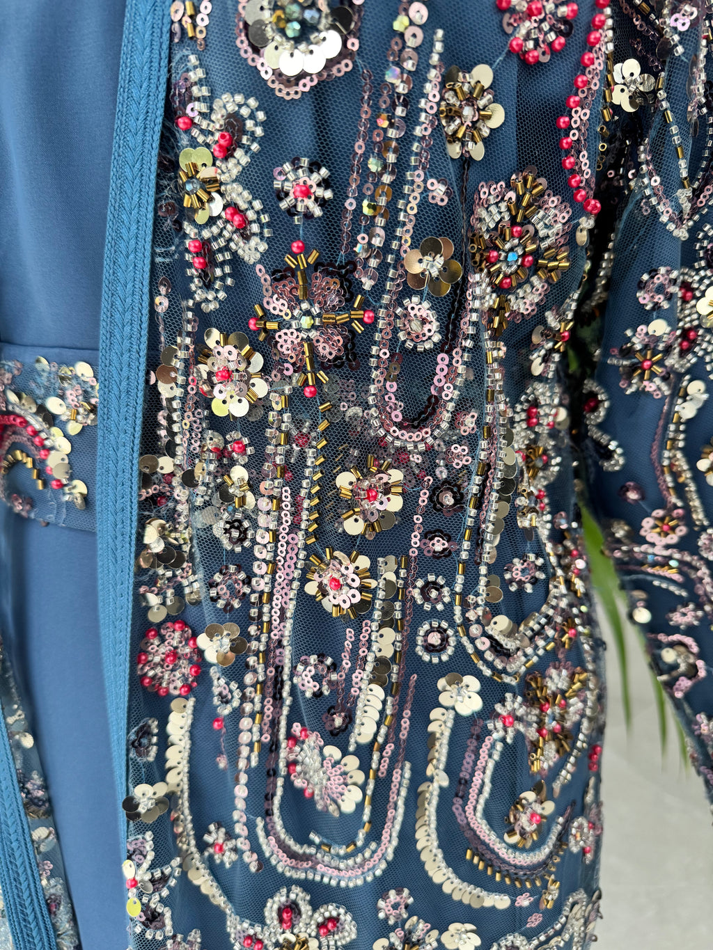 Luxe Blue Heavily Embellished 4-Piece Abaya Set