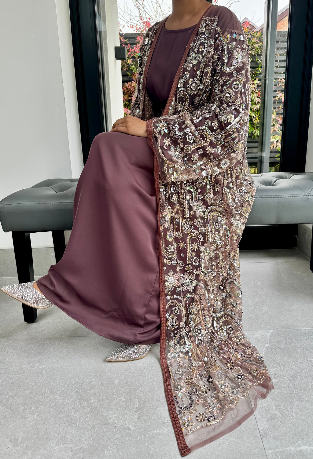 Luxe Embellished 4-Piece Abaya Set – Perfect for Weddings & Special Occasions