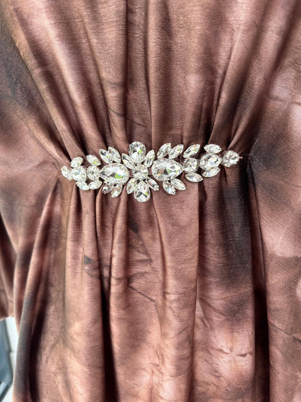 Crystal Embellished Kimono Abaya With Adjustable Concealed Inner Belt