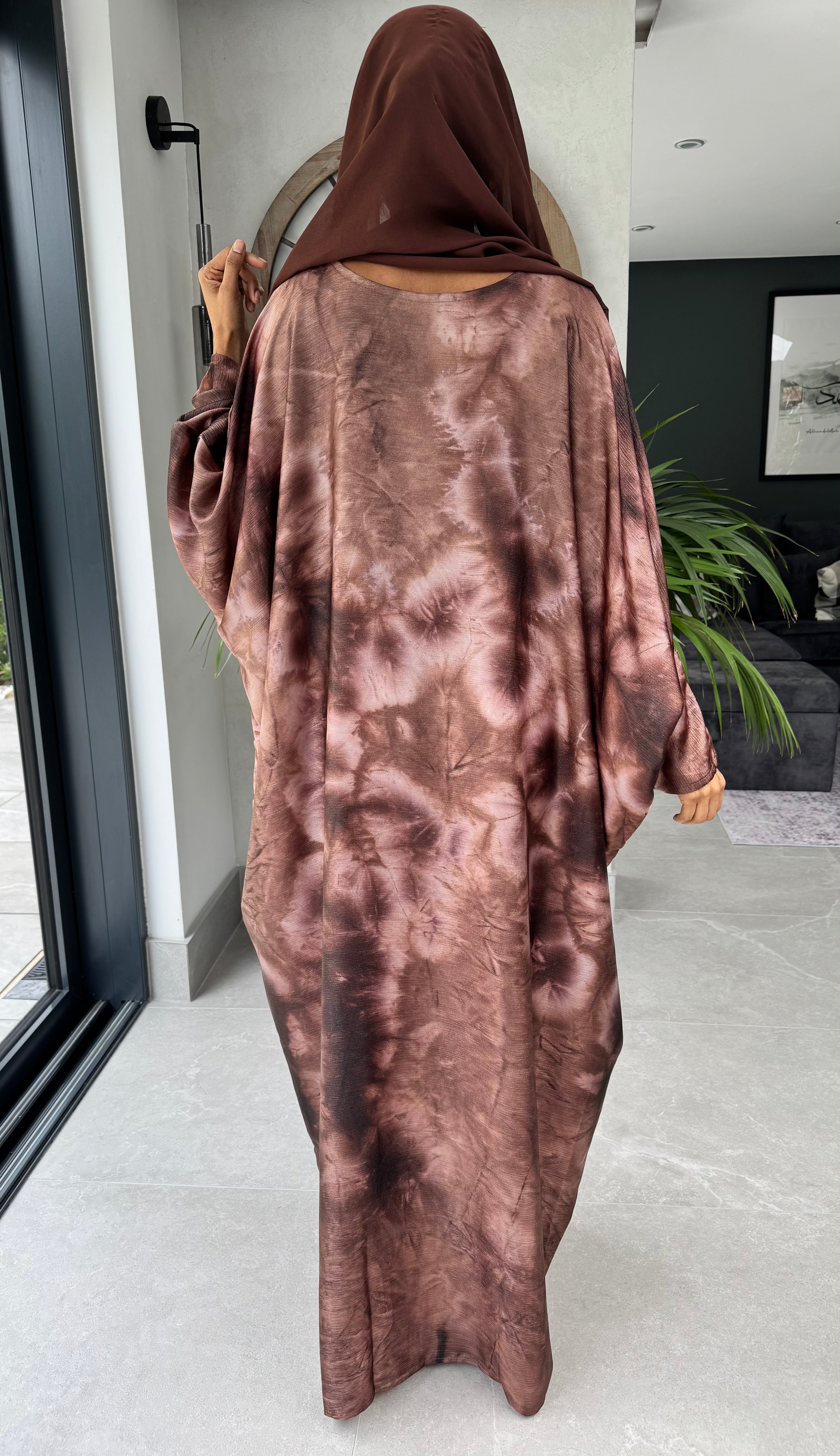 Crystal Embellished Kimono Abaya With Adjustable Concealed Inner Belt